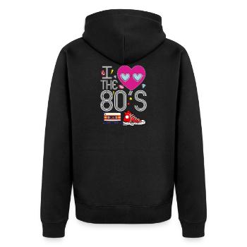 I Herz die achtziger Jahre - Unisex Premium Bio Zip Hoodie - Schwarz - Hinten - Nico (187cm)