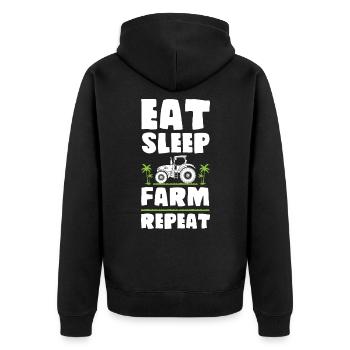 Eat Sleep Farm Repeat - Unisex Premium Bio Zip Hoodie - Schwarz - Hinten - Nico (187cm)