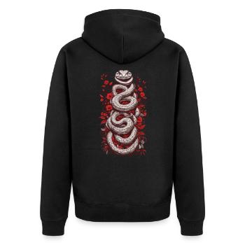 Retro Snake Japanese Tattoo Art Design - Unisex Premium Organic Zip Hoodie - black - Back - Nico (187cm)