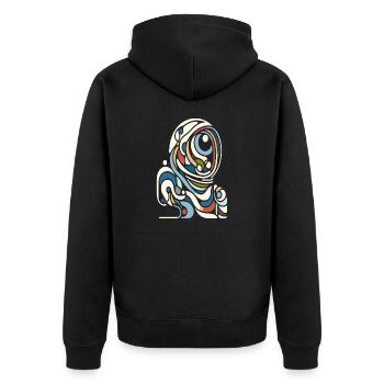 Farbenfroher Astro Style - Unisex Premium Bio Zip Hoodie - Schwarz - Hinten - Nico (187cm)