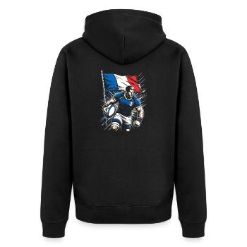 Rugbyman français - Veste à capuche bio Premium Unisexe - noir - Dos - Nico (187cm)