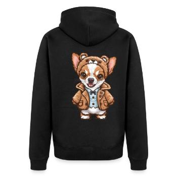 Chihuahua de dessin animé mignon avec un design amusant - Veste à capuche bio Premium Unisexe - noir - Dos - Nico (187cm)