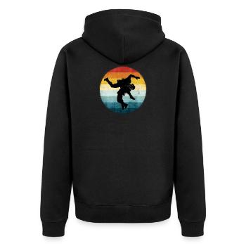 Ringen - Unisex Premium Bio Zip Hoodie - Schwarz - Hinten - Nico (187cm)