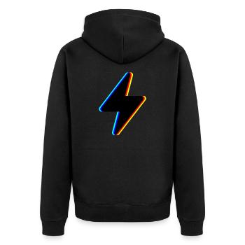 lightning stream symbol logo - Unisex Premium Organic Zip Hoodie - black - Back - Nico (187cm)