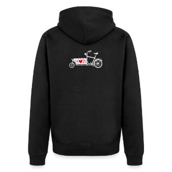Vélo cargo, coeurs, Saint Valentin - Veste à capuche bio Premium Unisexe - noir - Dos - Nico (187cm)