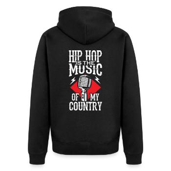 Hip Hop is the Music of my Country - Unisex Premium Bio Zip Hoodie - Schwarz - Hinten - Nico (187cm)