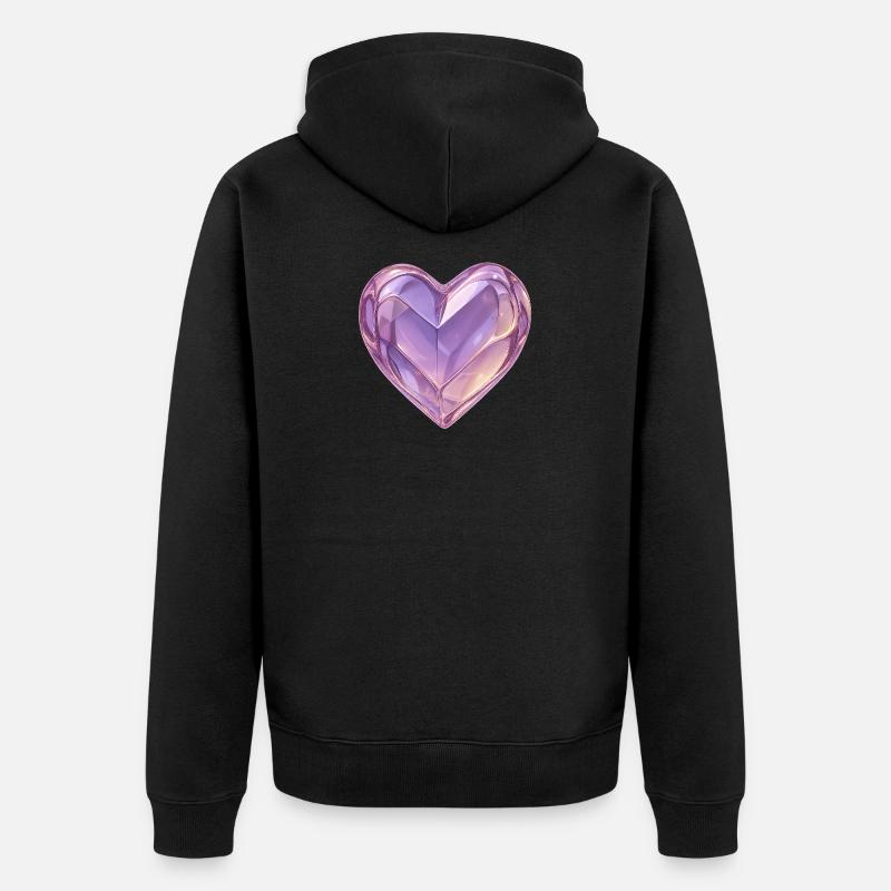 Coeur en verre 3D violet - Veste à capuche bio Premium Unisexe - noir
