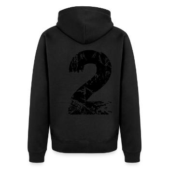 Maillot numéro 2 - Veste à capuche bio Premium Unisexe - noir - Dos - Nico (187cm)