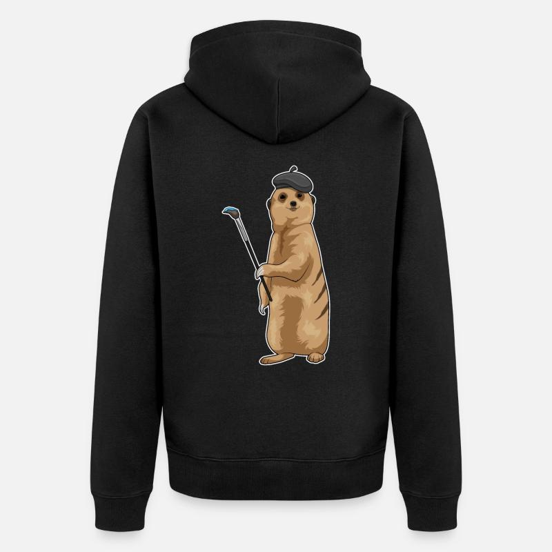 Erdmännchen Maler Pinsel - Unisex Premium Bio Zip Hoodie - Schwarz