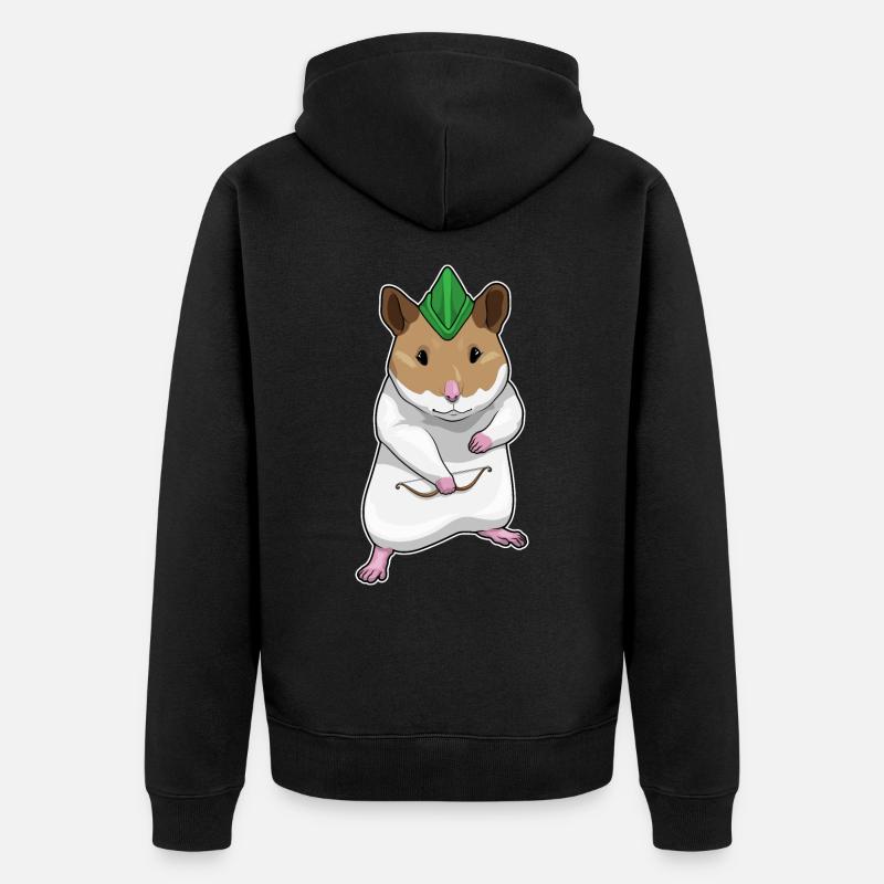 Hamster Bogenschütze Bogen - Unisex Premium Bio Zip Hoodie - Schwarz
