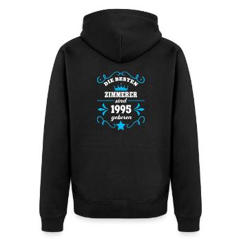 Geburtstag 1995 Zimmerer Arbeitskollege Zimmerei - Unisex Premium Bio Zip Hoodie - Schwarz - Hinten - Nico (187cm)