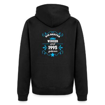 Winzer Geburtstag Geboren 1995 Jahrgang 95 Geb - Unisex Premium Bio Zip Hoodie - Schwarz - Hinten - Nico (187cm)