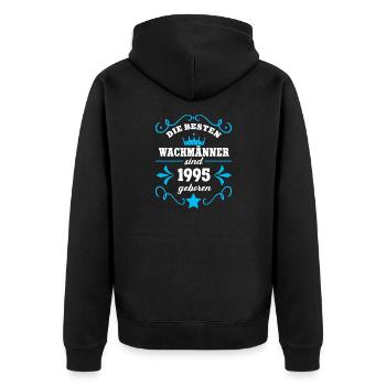 Wachmann Geburtstag 1995 Jahrgang Wachmänner Geb - Unisex Premium Bio Zip Hoodie - Schwarz - Hinten - Nico (187cm)