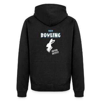 Bowling Oster Outfit Ostergeschenk Bowlen - Unisex Premium Bio Zip Hoodie - Schwarz - Hinten - Nico (187cm)