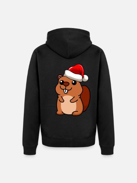 Beaver Comic Christmas - Unisex Premium Organic Zip Hoodie - black