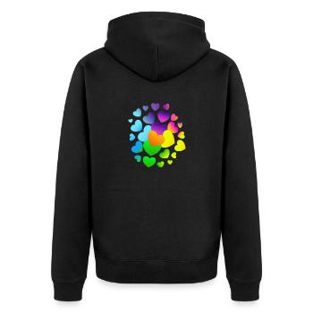 Herzen Herz viele Herzen - Unisex Premium Bio Zip Hoodie - Schwarz - Hinten - Nico (187cm)
