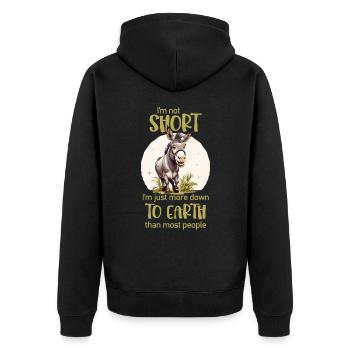 I'm not short. - Donkey lovers - Unisex Premium Organic Zip Hoodie - black - Back - Nico (187cm)