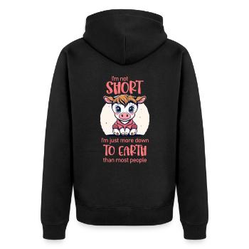 I'm not short. - Cow lovers - Unisex Premium Organic Zip Hoodie - black - Back - Nico (187cm)
