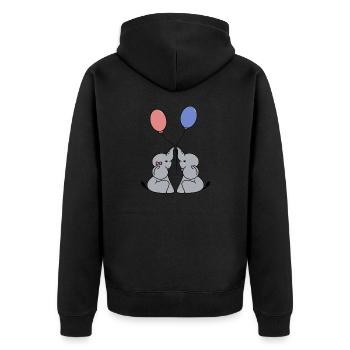 Elefant BOY OR GIRL - Unisex Premium Bio Zip Hoodie - Schwarz - Hinten - Nico (187cm)