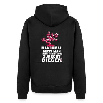 Bonsai Shohin Yamadori "kleiner Baum" Bonsaigarten - Unisex Premium Bio Zip Hoodie - Schwarz - Hinten - Nico (187cm)