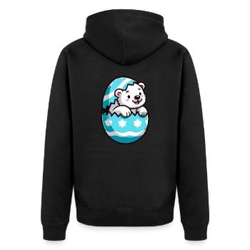 Cartoon Polar Bear Easter Egg Hatching - Unisex Premium Organic Zip Hoodie - black - Back - Nico (187cm)