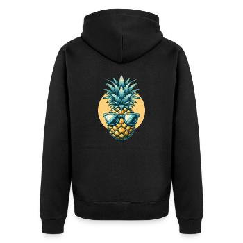 Coole Ananas mit Sonnenbrille - Unisex Premium Bio Zip Hoodie - Schwarz - Hinten - Nico (187cm)