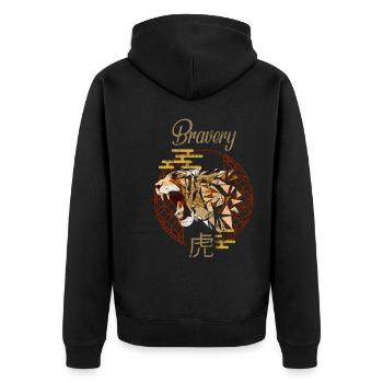 Chinesisches Tierkreiszeichen Tiere Astrologie Geometrischer Tiger A - Unisex Premium Bio Zip Hoodie - Schwarz - Hinten - Nico (187cm)