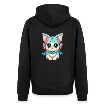 Süße Babykatze mit Blumen - Unisex Premium Bio Zip Hoodie - Schwarz - Hinten - Nico (187cm)