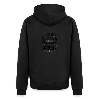 Hebammen - Unisex Premium Bio Zip Hoodie - Schwarz - Hinten - Nico (187cm)