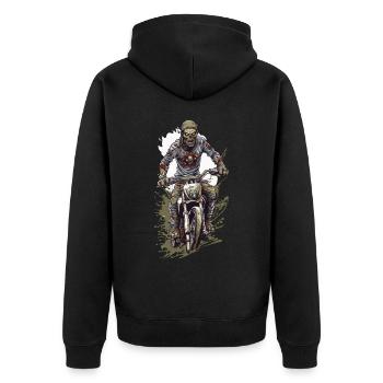 Zombie Halloween Cool Motocross Biker - Unisex Premium Organic Zip Hoodie - black - Back - Nico (187cm)