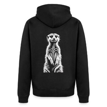 A sense of community in the desert: A meerkat - Unisex Premium Organic Zip Hoodie - black - Back - Nico (187cm)