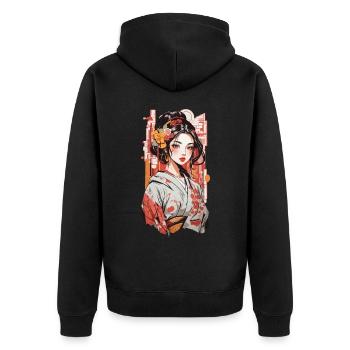 Geisha Beauty Manga Popart Retro Japan Design - Veste à capuche bio Premium Unisexe - noir - Dos - Nico (187cm)