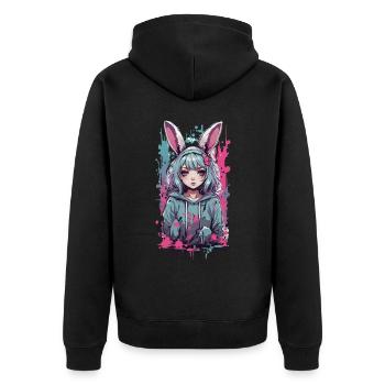 Anime Girl Bunny Kemonomimi Kawaii Gothique Design - Veste à capuche bio Premium Unisexe - noir - Dos - Nico (187cm)