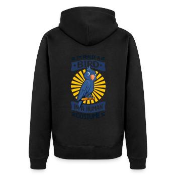 Papagei Sittich - Unisex Premium Bio Zip Hoodie - Schwarz - Hinten - Nico (187cm)