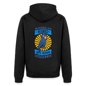 Papagei Sittich - Unisex Premium Bio Zip Hoodie - Schwarz - Hinten - Nico (187cm)