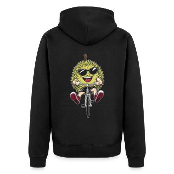 Durian Radfahren auf dem Fahrrad Geschenk - Unisex Premium Bio Zip Hoodie - Schwarz - Hinten - Nico (187cm)