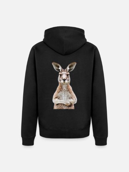 Kangaroo - Unisex Premium Organic Zip Hoodie - black