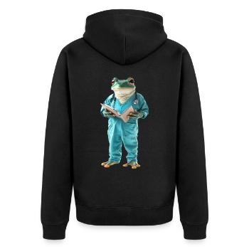 Frosch - Unisex Premium Bio Zip Hoodie - Schwarz - Hinten - Nico (187cm)