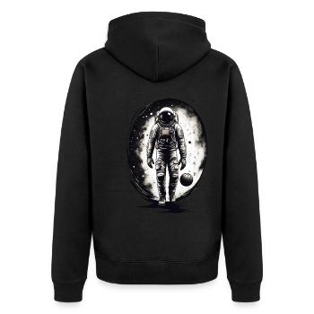 Cool astronaut basketball player in outer space - Unisex Premium Organic Zip Hoodie - black - Back - Nico (187cm)