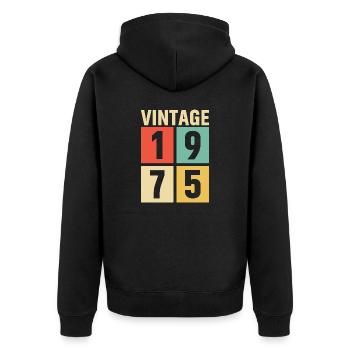 cadeau anniversaire homme amie femme original 1975 - Veste à capuche bio Premium Unisexe - noir - Dos - Nico (187cm)
