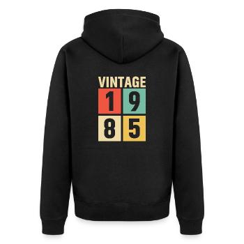 cadeau anniversaire homme amie femme original 1985 - Veste à capuche bio Premium Unisexe - noir - Dos - Nico (187cm)