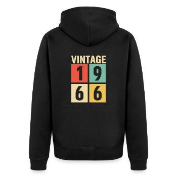 cadeau anniversaire homme amie femme original 1966 - Veste à capuche bio Premium Unisexe - noir - Dos - Nico (187cm)