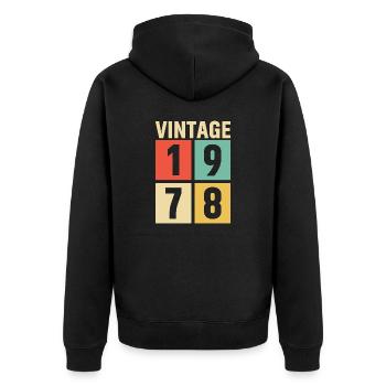cadeau anniversaire homme amie femme original 1978 - Veste à capuche bio Premium Unisexe - noir - Dos - Nico (187cm)