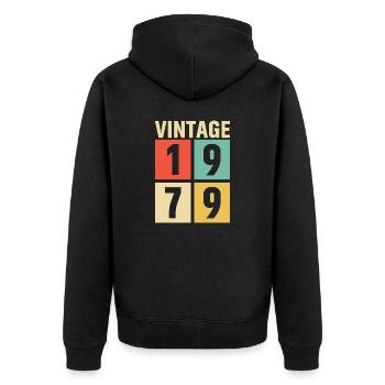 cadeau anniversaire homme amie femme original 1979 - Veste à capuche bio Premium Unisexe - noir - Dos - Nico (187cm)