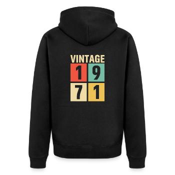 cadeau anniversaire homme amie femme original 1971 - Veste à capuche bio Premium Unisexe - noir - Dos - Nico (187cm)