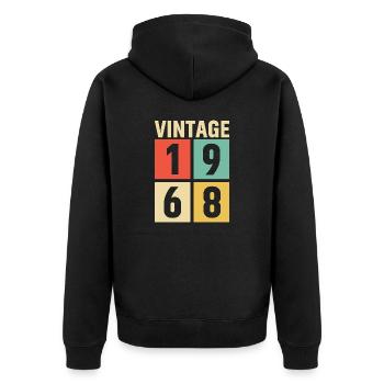 cadeau anniversaire homme amie femme original 1968 - Veste à capuche bio Premium Unisexe - noir - Dos - Nico (187cm)