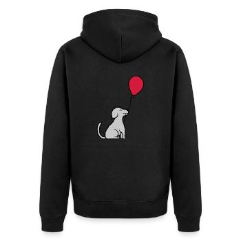 Luftballon Hund cool sitzend - Unisex Premium Bio Zip Hoodie - Schwarz - Hinten - Nico (187cm)