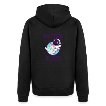 From Paris to space unicorn with astronaut - Unisex Premium Organic Zip Hoodie - black - Back - Nico (187cm)