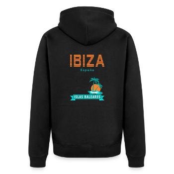 Ibiza - Espagne, nouveau design original - Veste à capuche bio Premium Unisexe - noir - Dos - Nico (187cm)