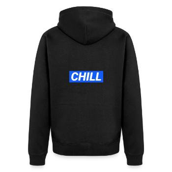 Chill - Unisex Premium Organic Zip Hoodie - black - Back - Nico (187cm)
